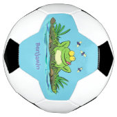 Cute green hongkikker cartoon illustratie voetbal (Gedraaid)