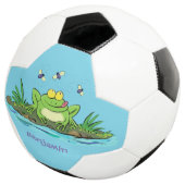 Cute green hongkikker cartoon illustratie voetbal (Drie kwart)