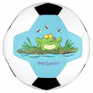 Cute green hongkikker cartoon illustratie voetbal