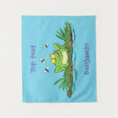 Cute green hongkikker cartoon illustratie wandkleed (Voorkant)