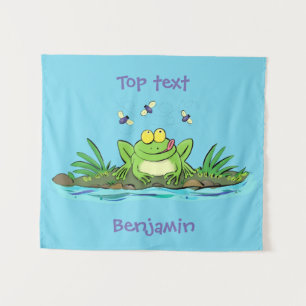 Cute green hongkikker cartoon illustratie wandkleed
