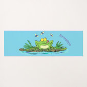 Cute green hongkikker cartoon illustratie yogamat (Achterkant (horizontaal))