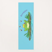 Cute green hongkikker cartoon illustratie yogamat (Voorkant)