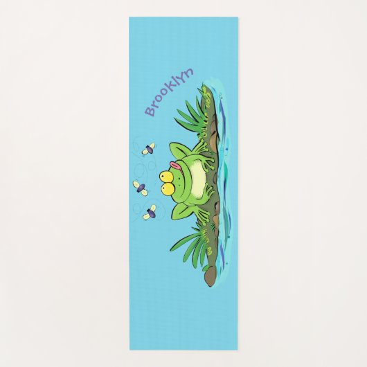 Cute green hongkikker cartoon illustratie yogamat (Voorkant)