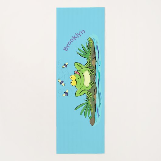 Cute green hongkikker cartoon illustratie yogamat (Achterkant)
