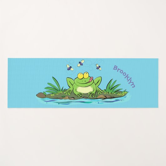 Cute green hongkikker cartoon illustratie yogamat (Voorkant (horizontaal))