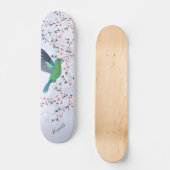 Cute Green Hummingbird Cherry Blossom Add Name Ha Persoonlijk Skateboard (Voorkant)