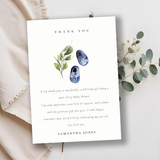 Cute Green Ink Blue Boy schoft Baby shower Bedankkaart