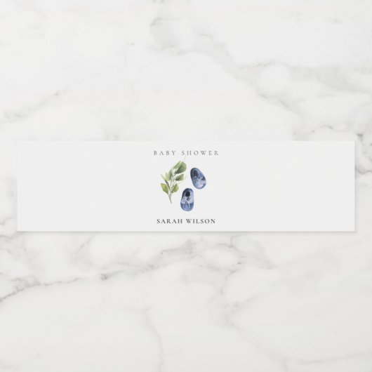 Cute Green Ink Blue Boy schoft Baby shower Waterfles Etiket (Enkel label)