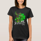 Cute Green Irish Flamingo St Patrick Day Shamrock T-shirt (Voorkant)