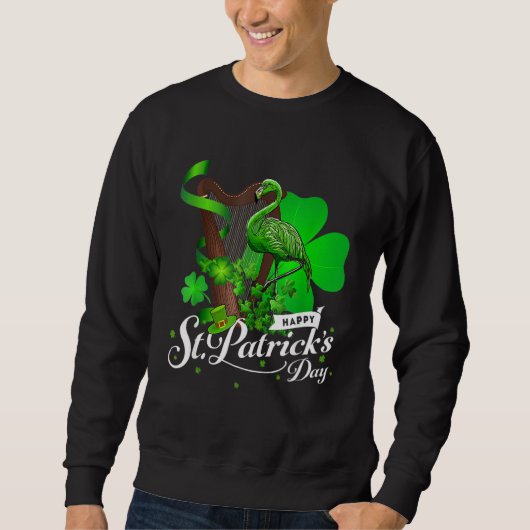 Cute Green Irish Flamingo St Patrick Day Shamrock Trui (Voorkant)