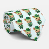 Cute Green Irish Pig in Fancy kleding Stropdas (Opgerold)