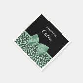 Cute Green Jaguar Print Girly Jade Bow en Name Servetten (Hoek)