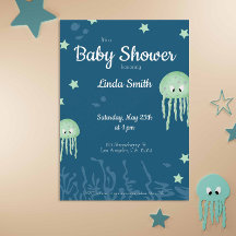Cute Green Jellyfish Neutraal Baby shower