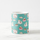 Cute Green Kat Food Pattern | Die Mok van het katt (Center)