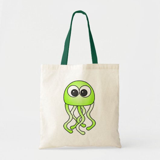 Cute Green Kawaii Jellyfish Canvas tas (Voorkant)