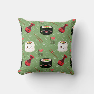 Cute green Kawaii Sushi-patroon Kussen