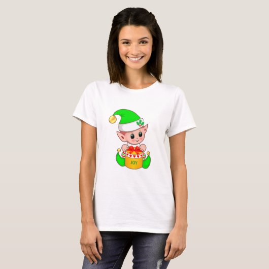 Cute green kerst elf t-shirt (Voorkant volledig)