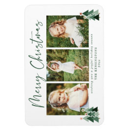 Cute Green Kerstbomen Holiday 3 Foto Magneet