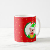 Cute Green Kerstmis Elf, Pine Wreath & Stars Koffiemok (Voorkant rechts)