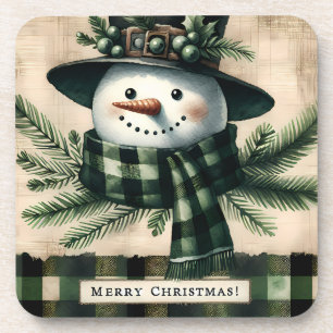 Cute Green Kerstmis Snowman Bier Onderzetter