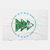 Cute Green Kersttree Celebray Holiday Theedoek (Horizontaal)