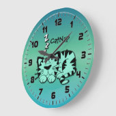 Cute Green Kitty Cat Nap Wall Clock Grote Klok (Hoek)