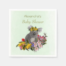 Cute Green Koala Wildflower Baby shower