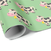 Cute Green Koe Kinder Gift Cadeaupapier (Rol Hoek)