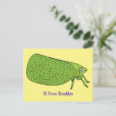 Cute green leaf hopper insect cartoon briefkaart (Staand voorkant)