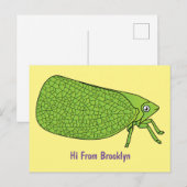Cute green leaf hopper insect cartoon briefkaart (Voorkant / Achterkant)