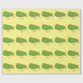 Cute green leaf hopper insect cartoon cadeaupapier (Vlak)