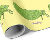 Cute green leaf hopper insect cartoon cadeaupapier (Rol Hoek)