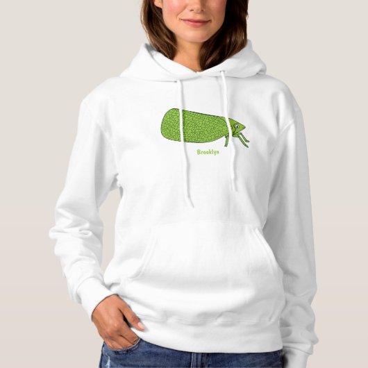 Cute green leaf hopper insect cartoon hoodie (Voorkant)