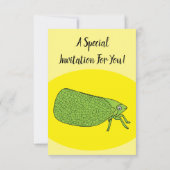 Cute green leaf hopper insect cartoon kaart (Achterkant)