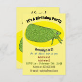 Cute green leaf hopper insect cartoon kaart (Voorkant / Achterkant)