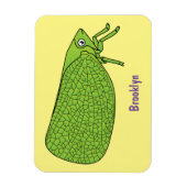 Cute green leaf hopper insect cartoon magneet (Verticaal)