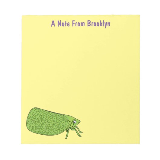 Cute green leaf hopper insect cartoon notitieblok (Voorkant)