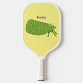 Cute green leaf hopper insect cartoon pickleball paddle (Achterkant)