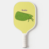 Cute green leaf hopper insect cartoon pickleball paddle (Voorkant)