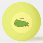 Cute green leaf hopper insect cartoon pingpongbal (Achterkant)