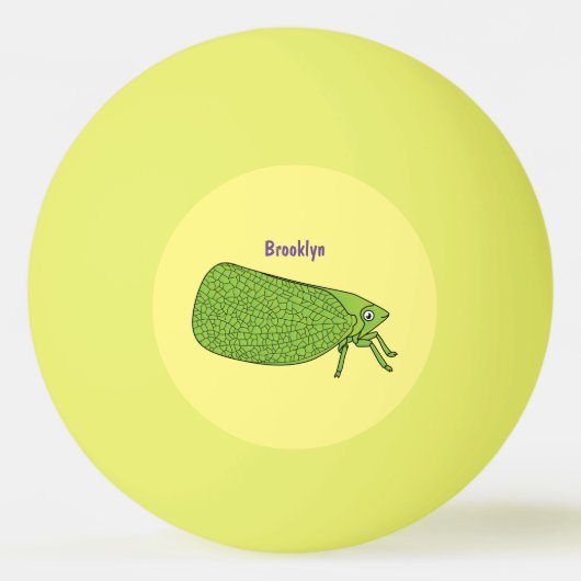 Cute green leaf hopper insect cartoon pingpongbal (Voorkant)