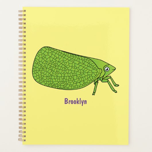 Cute green leaf hopper insect cartoon planner (Voorkant)