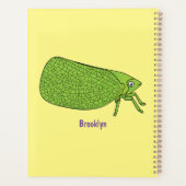 Cute green leaf hopper insect cartoon planner (Achterkant)