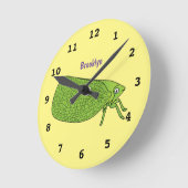 Cute green leaf hopper insect cartoon ronde klok (Hoek)