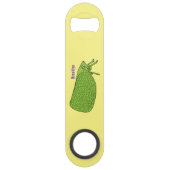 Cute green leaf hopper insect cartoon speed flessenopener (Achterkant)