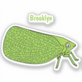 Cute green leaf hopper insect cartoon sticker (Voorkant)