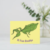 Cute green leaf insect cartoon briefkaart (Staand voorkant)