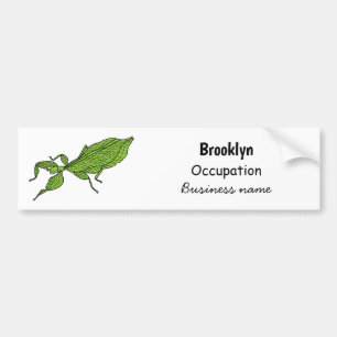 Cute green leaf insect cartoon bumpersticker