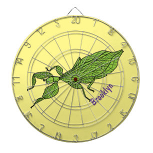 Cute green leaf insect cartoon dartbord